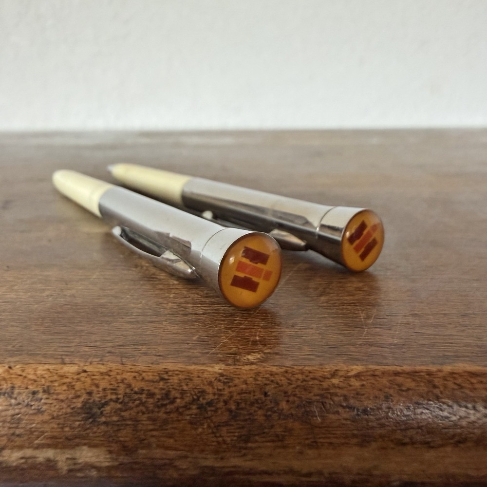 Vintage Lot of 2 GARLAND Ball Point Pen Mechanical Pencil BUBBLE TOP ADVERTISING